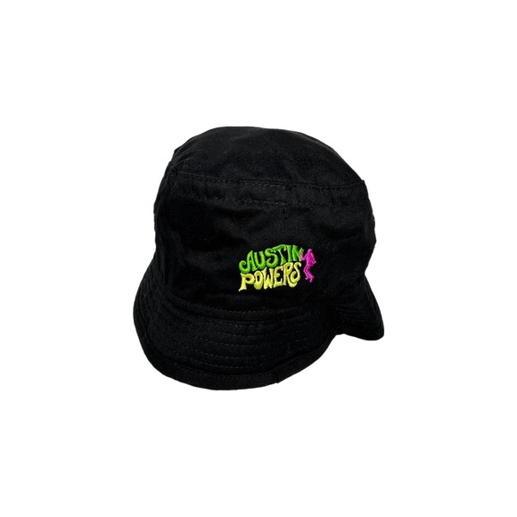 VINTAGE 1999 Austin Powers Movie Black Bucket Hat Wanna shag ? Adult Humor VTG - Picture 3 of 5